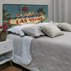 Cabeceira Casal Suede Estampado Las Vegas Painel Cama Box 140
