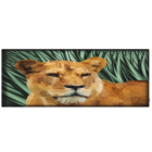 Cabeceira Casal Suede Estampado Leão Painel Cama Box 140 X 60