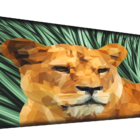 Cabeceira Casal Suede Estampado Leão Painel Cama Box 140 X 60