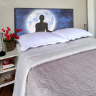 Cabeceira Casal Suede Estampado Meditação Painel Cama Box 140