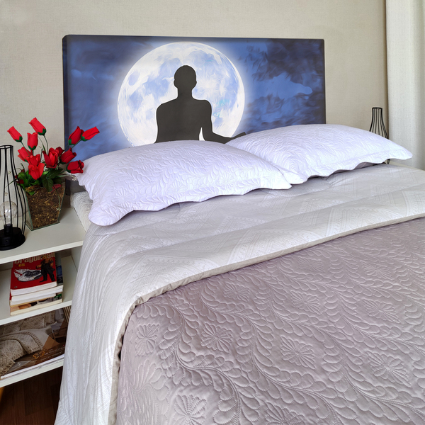 Cabeceira Casal Suede Estampado Meditação Painel Cama Box 140