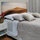 Cabeceira Casal Suede Estampado Montanha Painel Cama Box 140