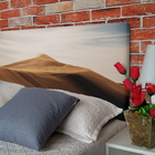 Cabeceira Casal Suede Estampado Montanha Painel Cama Box 140