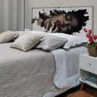 Cabeceira Casal Suede Estampado Mulher Painel Cama Box 140 X