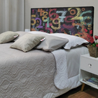 Cabeceira Casal Suede Estampado Número Painel Cama Box 140 X