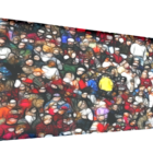 Cabeceira Casal Suede Estampado Pessoas Painel Cama Box 140 X