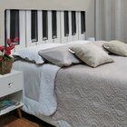 Cabeceira Casal Suede Estampado Piano Painel Cama Box 140 X 60