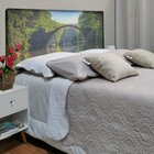 Cabeceira Casal Suede Estampado Ponte Painel Cama Box 140 X 60