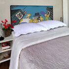 Cabeceira Casal Suede Estampado Simpsons Painel Cama Box 140