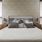 Cabeceira Casal Suede Estampado Surf Painel Cama Box 140 X 60