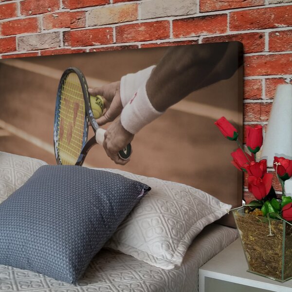 Cabeceira Casal Suede Estampado Tênis Painel Cama Box 140 X 60