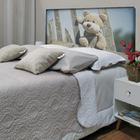Cabeceira Casal Suede Estampado Urso Painel Cama Box 140 X 60