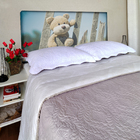 Cabeceira Casal Suede Estampado Urso Painel Cama Box 140 X 60