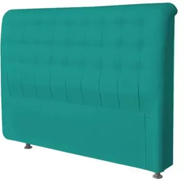 Cabeceira Casal Tânia 140 Cm Suede Azul Turquesa- D A Decor