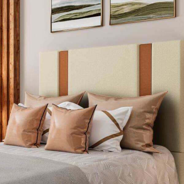 Cabeceira Casal Verona - Linho - Palladium Decor Creme