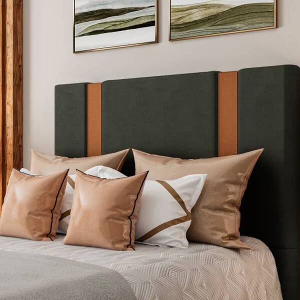 Cabeceira Casal Verona - Veludo - Palladium Decor Marrom