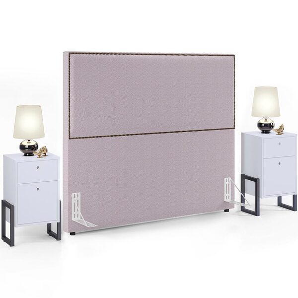 Cabeceira Casal Vicenza 140 Cm Bouclê Rosê L02 Com 02 Mesas D