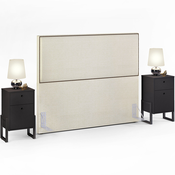 Cabeceira Casal Vicenza 140 Cm Linho Champagne L02 Com 02 Mes