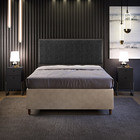 Cabeceira Casal Vicenza 140 Cm Linho Chumbo L02 Com 02 Mesas