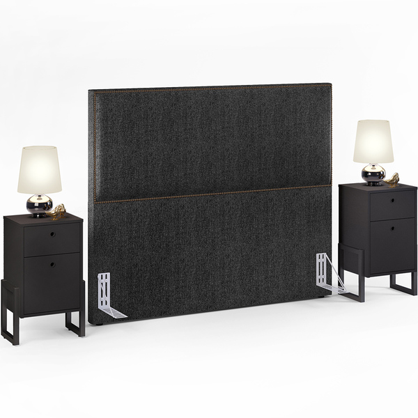 Cabeceira Casal Vicenza 140 Cm Linho Chumbo L02 Com 02 Mesas