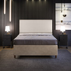 Cabeceira Casal Vicenza 140 Cm Linho Cru L02 Com 02 Mesas De