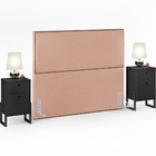 Cabeceira Casal Vicenza 140 Cm Linho Rosê L02 Com 02 Mesas De