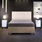 Cabeceira Casal Vicenza 140 Cm Suede Bege L02 Com 02 Mesas De