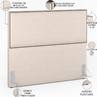 Cabeceira Casal Vicenza 140 Cm Suede Bege L02 Com 02 Mesas De