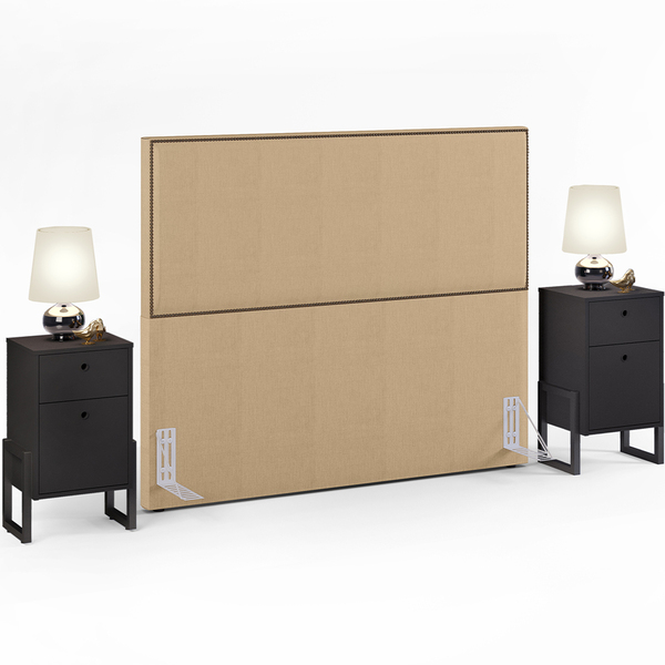 Cabeceira Casal Vicenza 140cm Linho Bege Escuro L02 Com 2 Mes