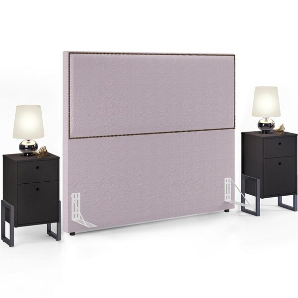 Cabeceira Casal Vicenza 160 Cm Bouclê Rosê L02 Com 02 Mesas D