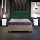 Cabeceira Casal Vicenza 160 Cm Bouclê Verde L02 Com 02 Mesas