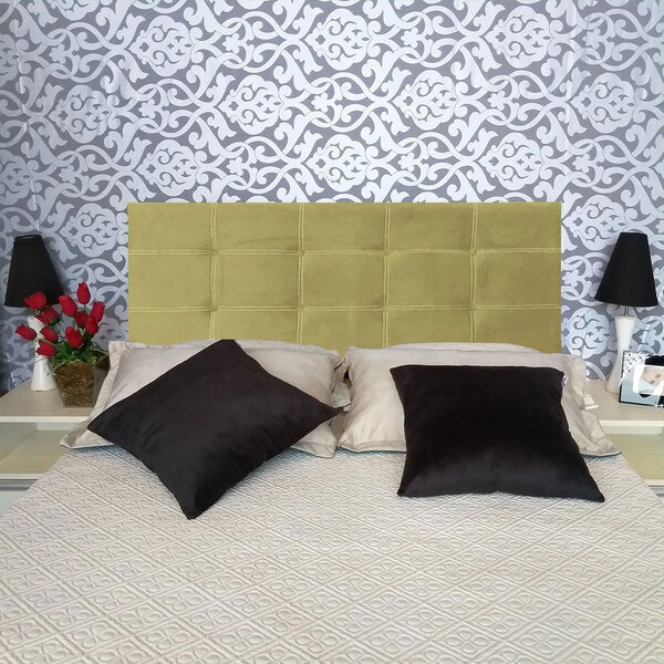 Cabeceira Casal Viena 1 40m Estofado Modulado Suede Bege