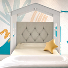 Cabeceira Casinha Solteiro Infantil Lais  Bege