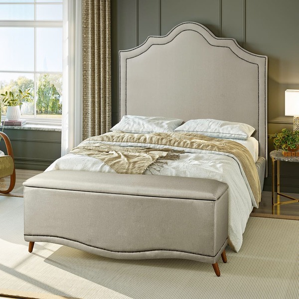 Cabeceira Castle Casal Linho Carvalho 140cm Bnn Decor