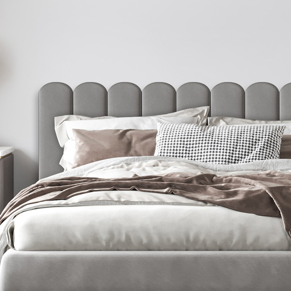 Cabeceira Cinza Estofada Nuvem Para Cama Box Solteiro | Leroy Merlin