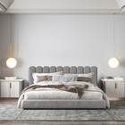 Cabeceira Cinza Estofada Nuvem Para Cama Box Solteiro