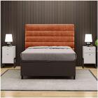 Cabeceira Com Base Box Baú Casal 138cm E 2 Mesas De Apoio Cou