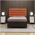 Cabeceira Com Base Box Baú Casal 138cm E 2 Mesas De Apoio Cou