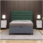 Cabeceira Com Base Box Baú Casal 138cm E 2 Mesas De Apoio Lin
