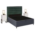 Cabeceira Com Base Box Baú Casal 138cm E 2 Mesas De Apoio Lin