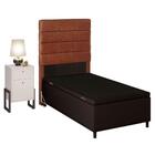 Cabeceira Com Base Box Baú Solteiro 88cm E Mesa De Apoio Cour