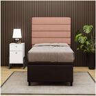 Cabeceira Com Base Box Baú Solteiro 88cm E Mesa De Apoio Linh