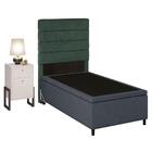 Cabeceira Com Base Box Baú Solteiro 88cm E Mesa De Apoio Linh