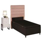 Cabeceira Com Base Box Baú Solteiro 88cm E Mesa De Apoio Linh