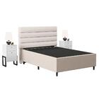 Cabeceira Com Base Box Casal 138cm E 2 Mesas De Apoio Linho C