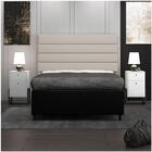 Cabeceira Com Base Box Casal 138cm E 2 Mesas De Apoio Linho C