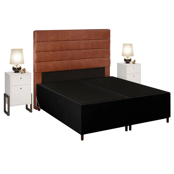 Cabeceira Com Base Box Queen 158cm E 2 Mesas De Apoio Hit Dif