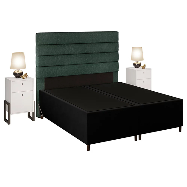 Cabeceira Com Base Box Queen 158cm E 2 Mesas De Apoio Hit Dif
