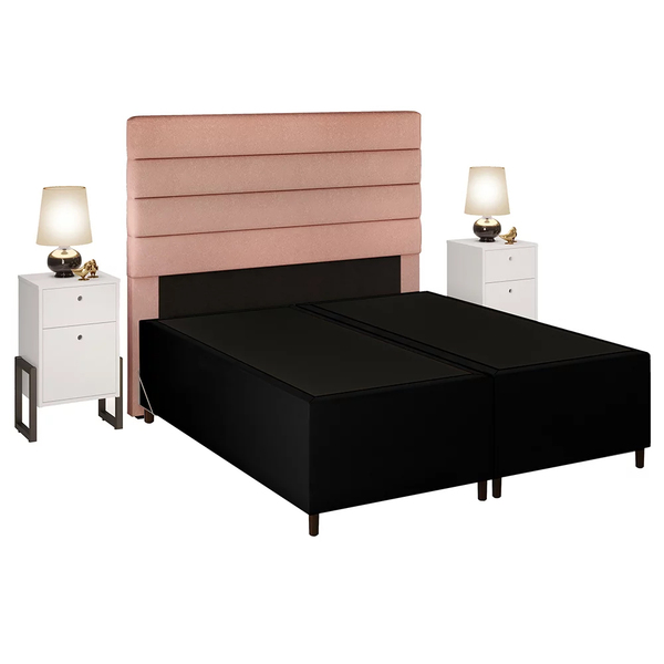 Cabeceira Com Base Box Queen 158cm E 2 Mesas De Apoio Hit Dif