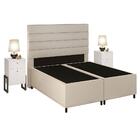 Cabeceira Com Base Box Queen 158cm E 2 Mesas De Apoio Linho C